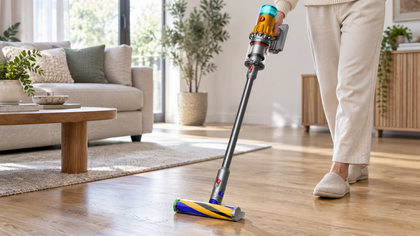 Уборка деревянного пола пылесосом Dyson V12 Detect Slim Absolute Yellow/Nickel