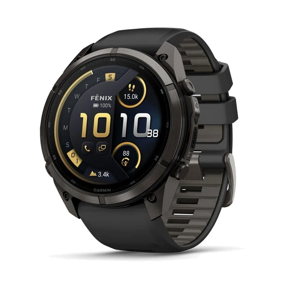 Часы Garmin fenix 9 Pro inReach, 51 мм — Carbon Gray DLC Titanium with Black/Pebble Gray Silicone Band