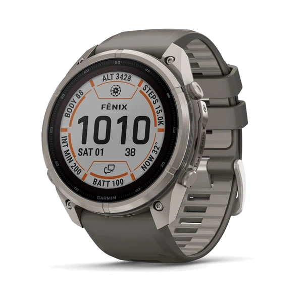 Часы Garmin fenix 9 Pro inReach, Solar, 51 мм — Titanium with Pebble Gray/Silver Gray Silicone Band