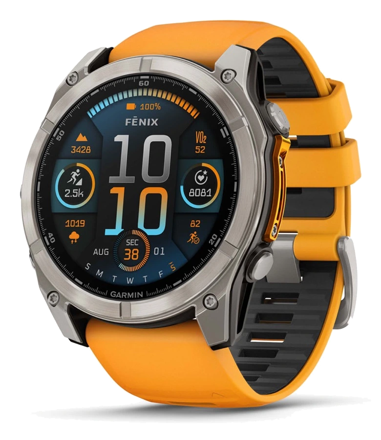 Garmin Fenix 8 — AMOLED Sapphire Titanium Spark Orange / Graphite