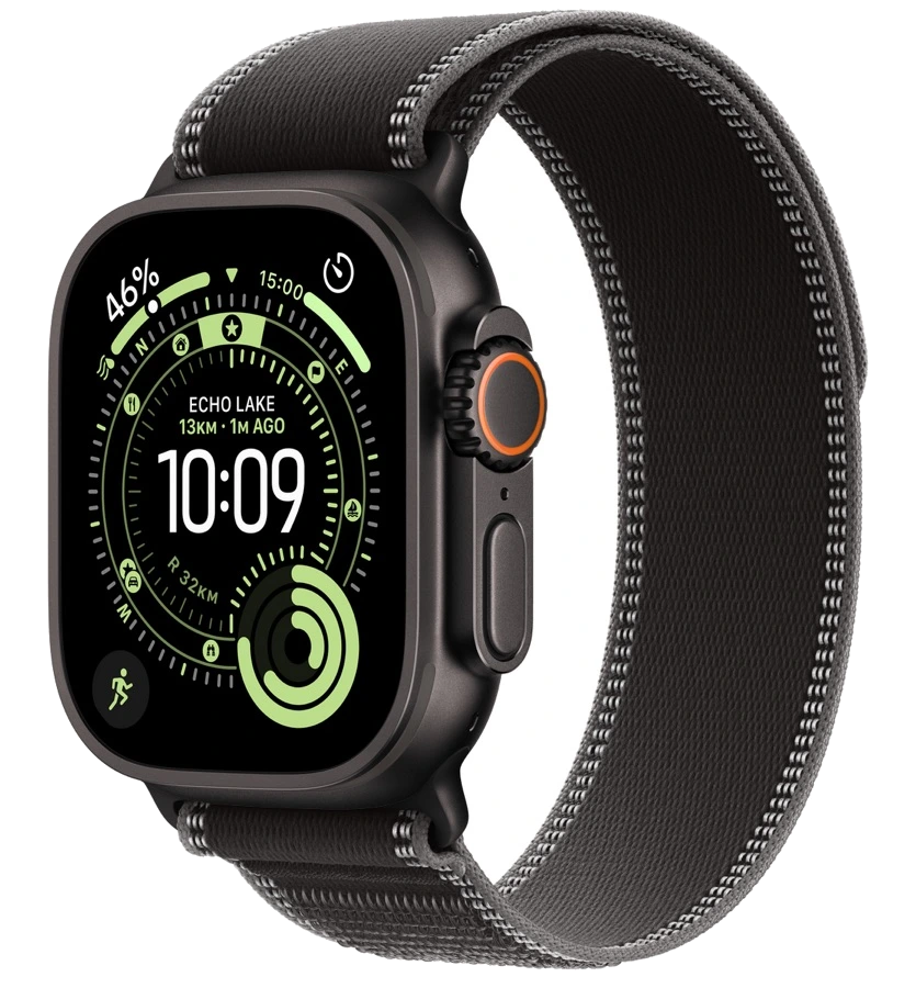 Apple Watch Ultra 3 — чёрный титан, ремешок Trail Loop Black/Charcoal