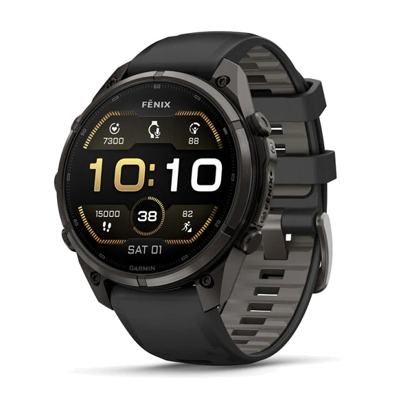 Часы Garmin fenix 9 Pro 47 мм — Carbon Gray DLC Titanium with Black/Pebble Gray Silicone Band