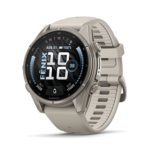 Часы Garmin fenix 9 43 мм — Titanium with Fog Gray Silicone Band