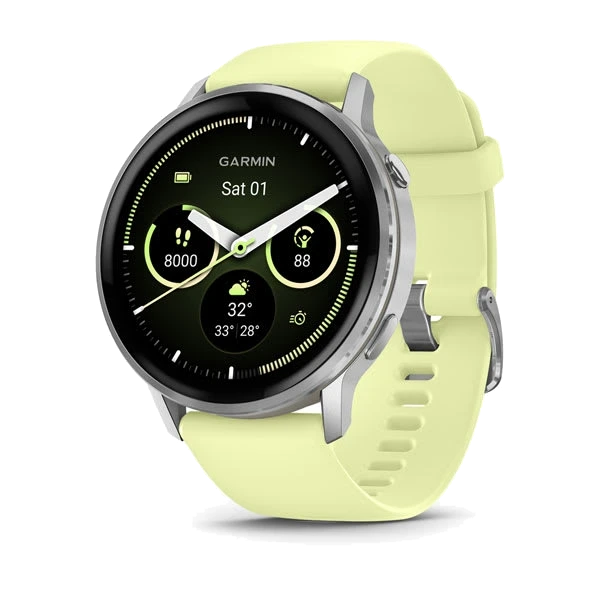 Часы Garmin Venu 4 45 мм — Silver with Citron Silicone band
