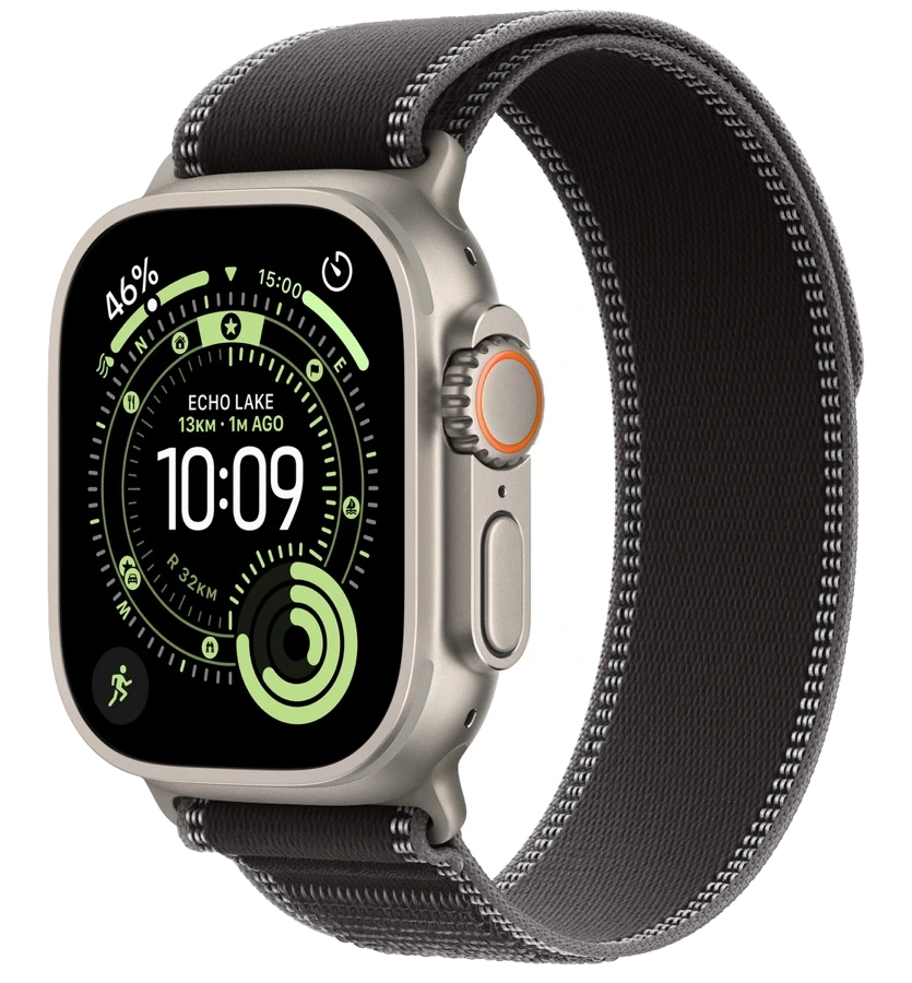 Apple Watch Ultra 3 — натуральный титан, ремешок Trail Loop Black/Charcoal