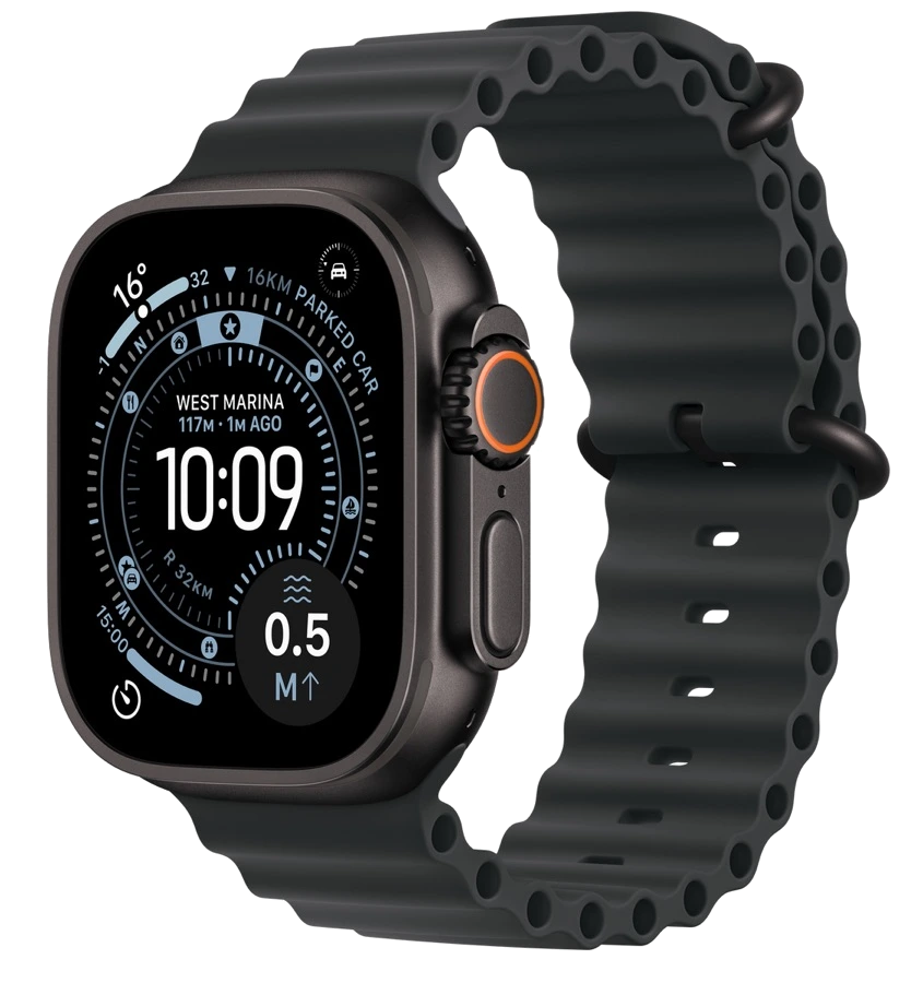 Apple Watch Ultra 3 — чёрный титан, ремешок Ocean Band Black