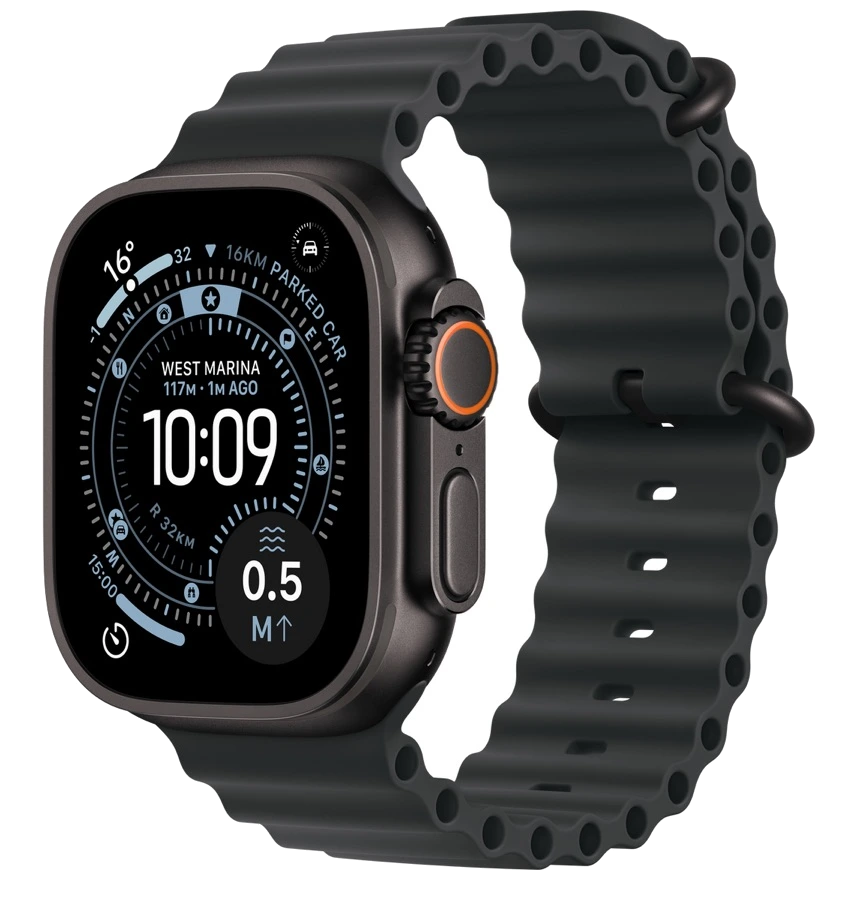 Apple Watch Ultra 3 — чёрный титан, ремешок Ocean Band Black