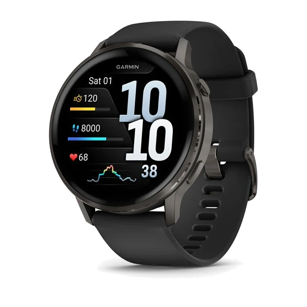 Часы Garmin Venu 4 45 мм — Slate with Black Silicone Band