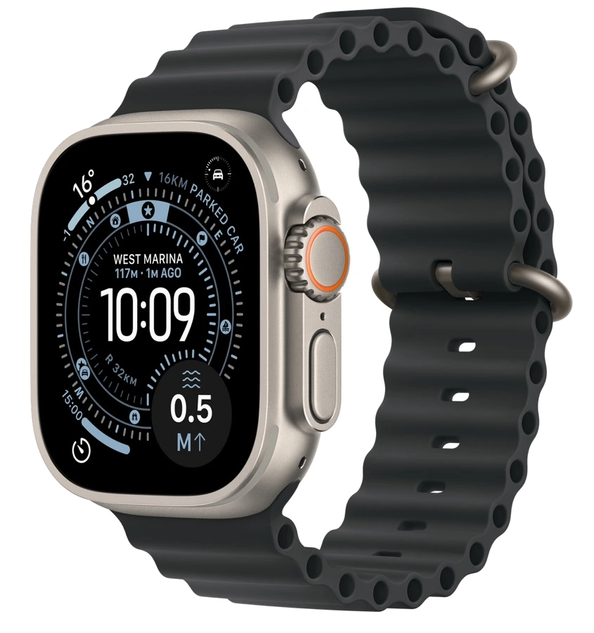 Apple Watch Ultra 3 — натуральный титан, ремешок Ocean Band Black