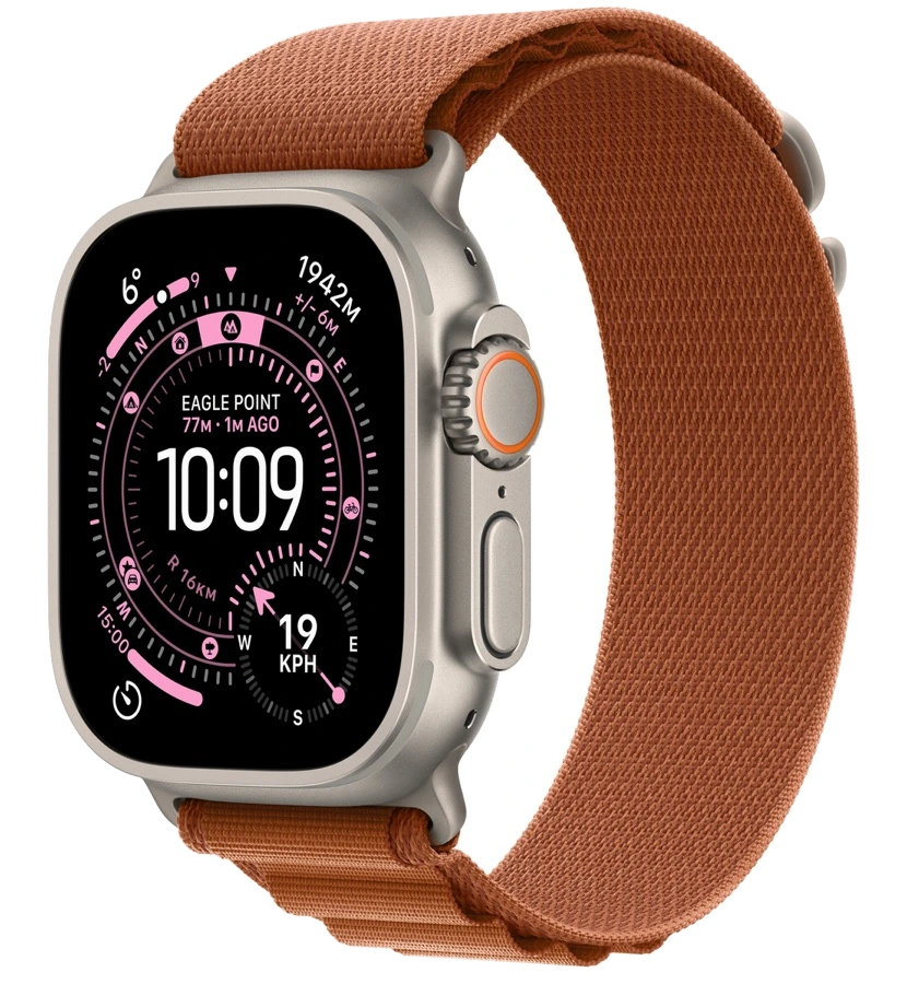 Apple Watch Ultra 3 — натуральный титан, ремешок Alpine Loop Terra Cotta