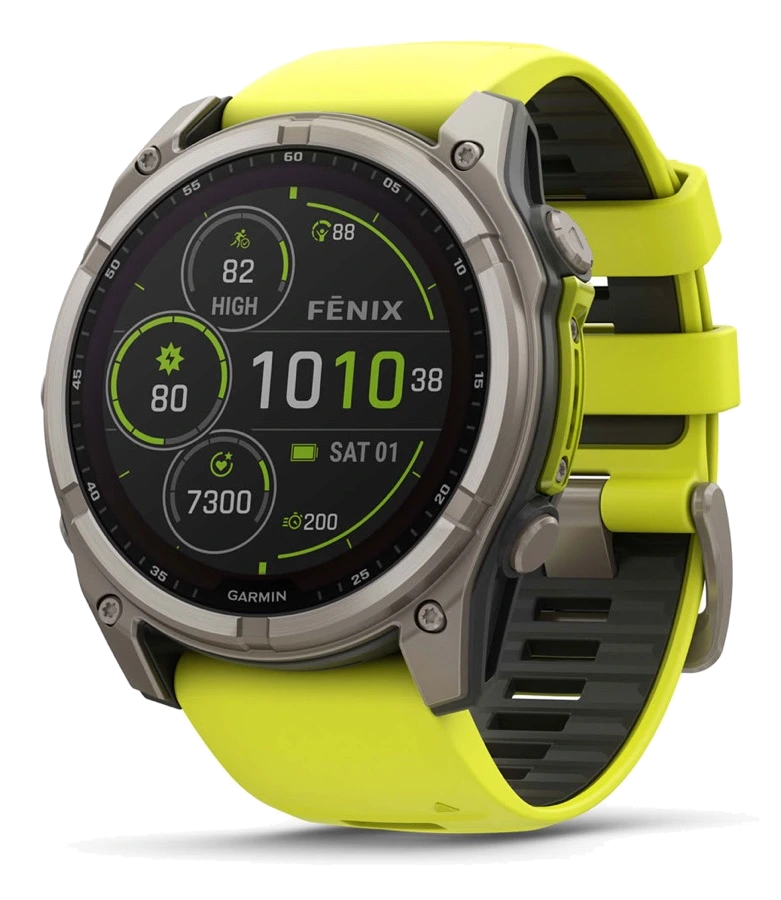 Garmin Fenix 8 — Solar Sapphire Titanium Amp Yellow / Graphite