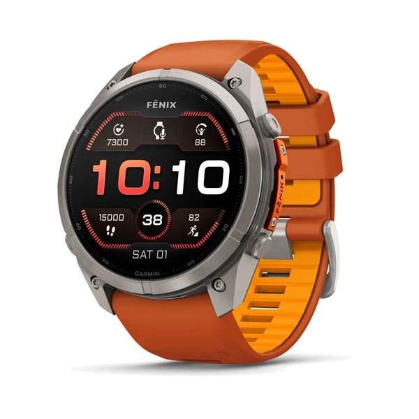 Часы Garmin fenix 9 Pro 51 мм — Titanium with Autumn Orange/Spark Orange Silicone Band