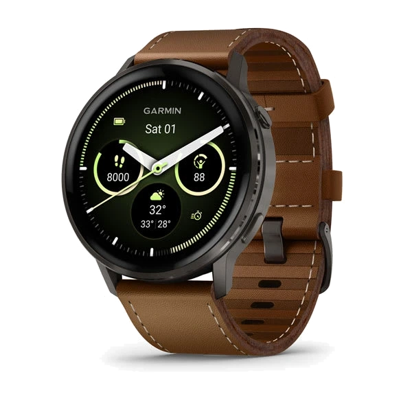 Часы Garmin Venu 4 45 мм — Slate with Black Silicone Band and Brown Leather Band