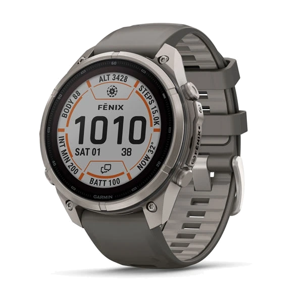 Часы Garmin fenix 9 Pro inReach, Solar, 47 мм — Titanium with Pebble Gray/Silver Gray Silicone Band