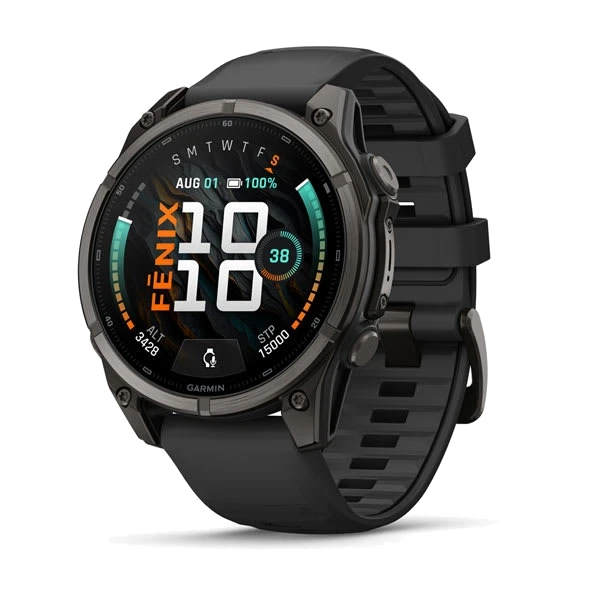 Часы Garmin fenix 9 47 мм — Carbon Gray DLC Titanium with Black Silicone Band
