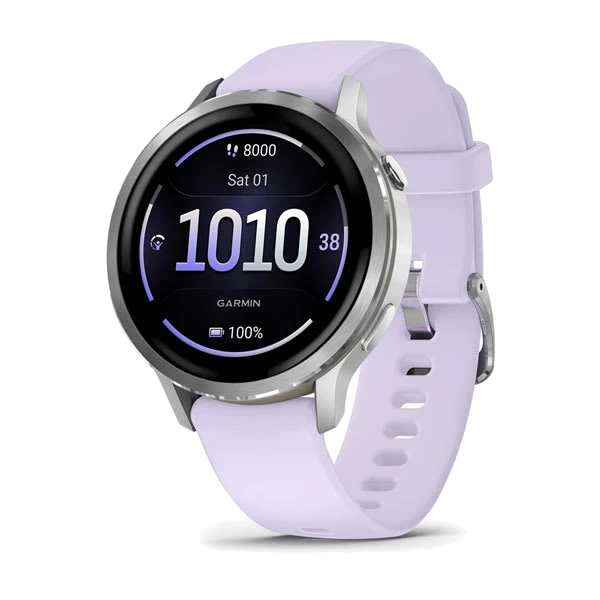 Часы Garmin Venu 4 41 мм — Silver with Periwinkle Silicone Band