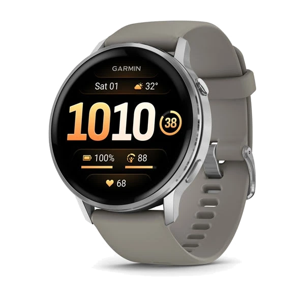 Часы Garmin Venu 4 45 мм — Silver with Silver Gray Silicone Band