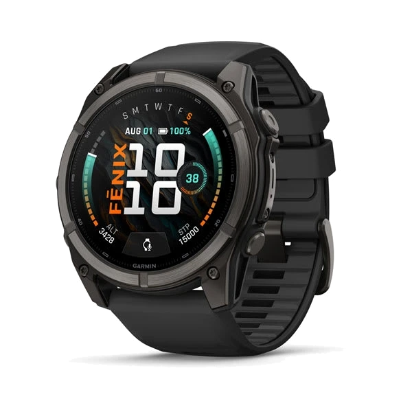 Часы Garmin fenix 9 51 мм — Carbon Gray DLC Titanium with Black Silicone Band