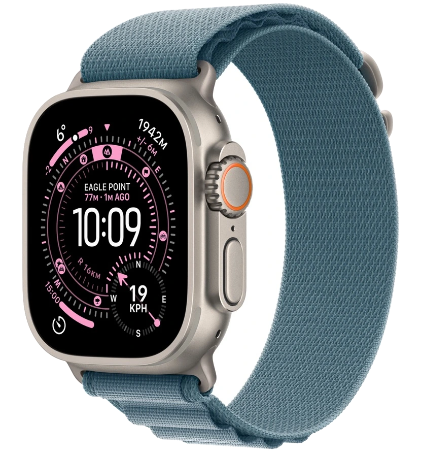 Apple Watch Ultra 3 — натуральный титан, ремешок Alpine Loop Light Blue