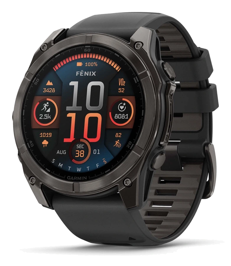 Garmin Fenix 8 — AMOLED Sapphire Carbon Gray DLC Titanium Black / Pebble Gray