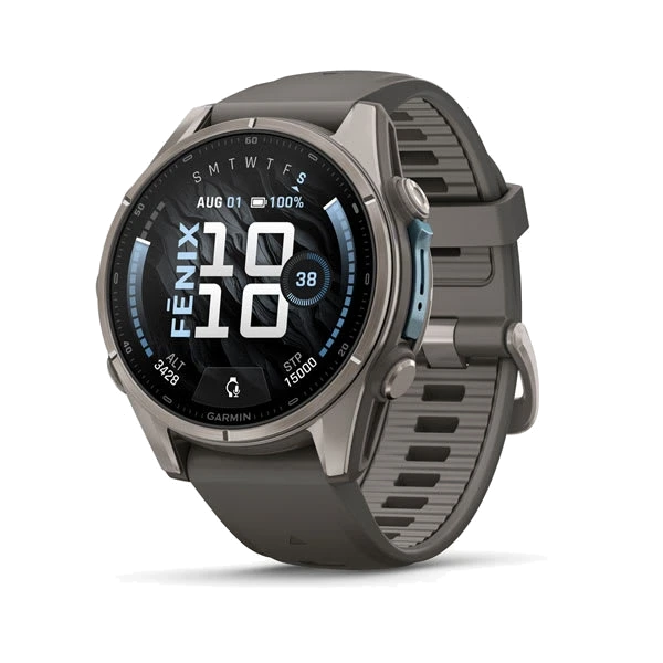 Часы Garmin fenix 9 43 мм — Titanium with Pebble Gray Silicone Band