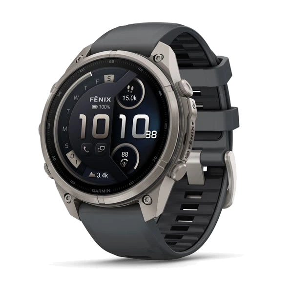 Часы Garmin fenix 9 Pro inReach, 47 мм — Titanium with Graphite/Black Silicone Band