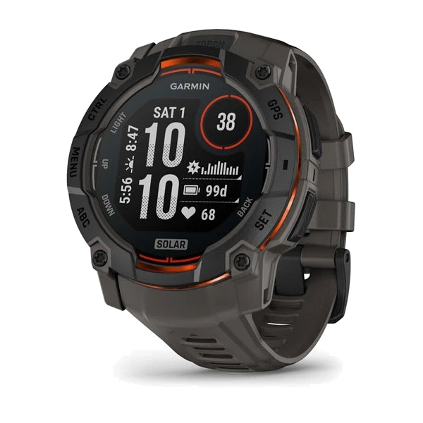 Часы Garmin Instinct 3 50 мм, Solar — Black with Charcoal Band