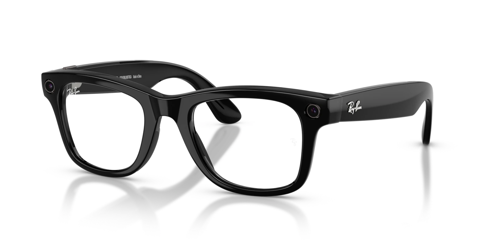 Ray-Ban Meta Wayfarer Gen 2 — Глянцевый чёрный, Transitions прозрачные / графитово-зелёные — вид под углом