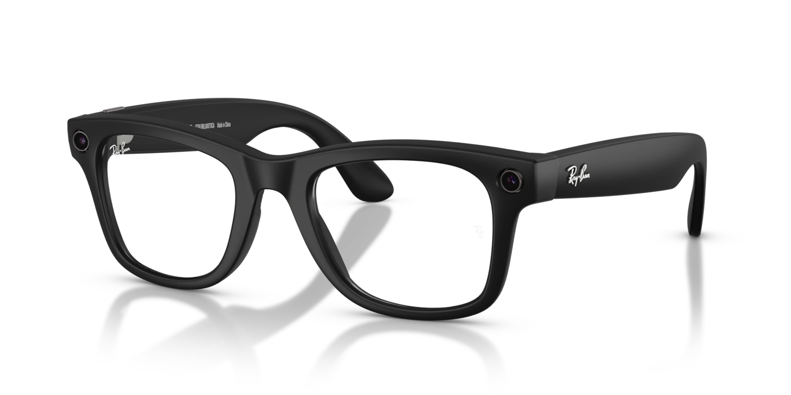 Ray-Ban Meta Wayfarer Gen 2 — Матовый чёрный, Прозрачные с фильтром сине-фиолетового света — вид под углом