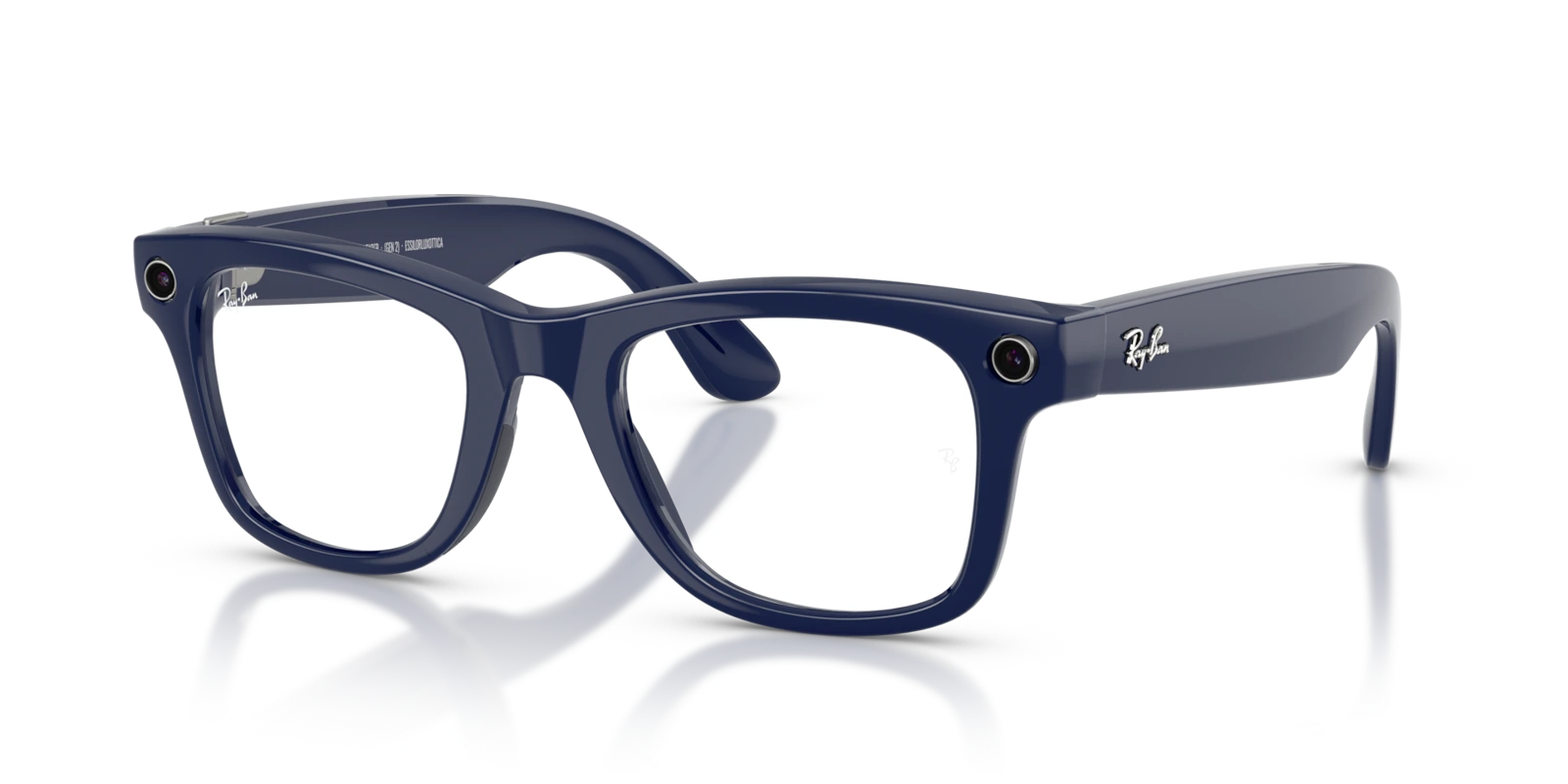 Ray-Ban Meta Wayfarer Gen 2 — Cosmic Blue, Transitions прозрачные / сапфировые — вид под углом