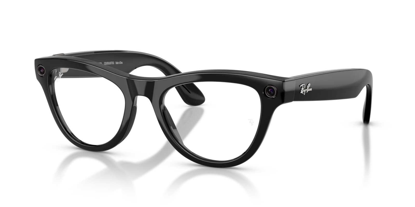 Ray-Ban Meta Skyler Gen 2 — Глянцевый чёрный, Прозрачные с фильтром сине-фиолетового света — вид под углом