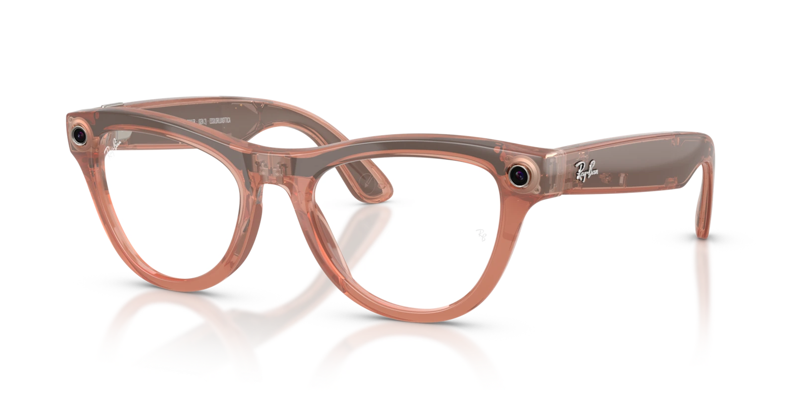 Ray-Ban Meta Skyler Gen 2 — Глянцевый персиковый, Transitions прозрачные / коричневые — вид под углом