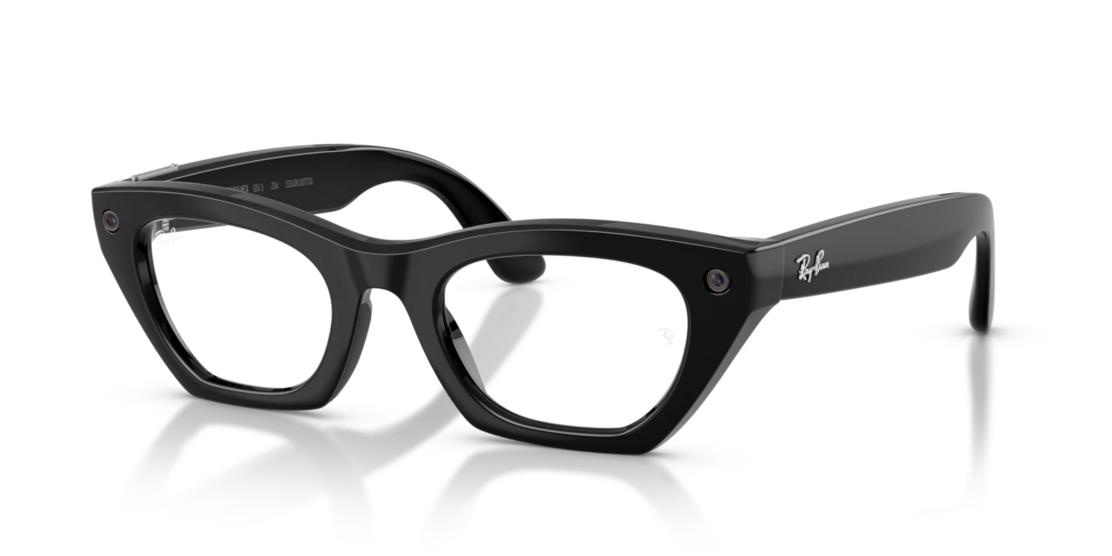 Ray-Ban Meta Zena Gen 3 — Глянцевый чёрный, Transitions прозрачные / зелёные — вид под углом