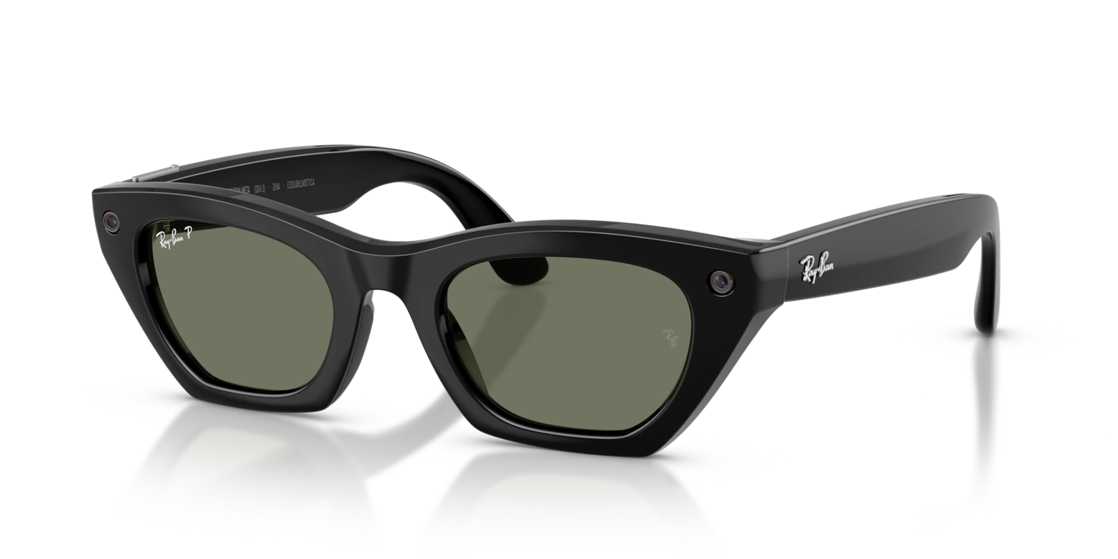Ray-Ban Meta Zena Gen 3 — Глянцевый чёрный, Поляризационные зелёные — вид под углом